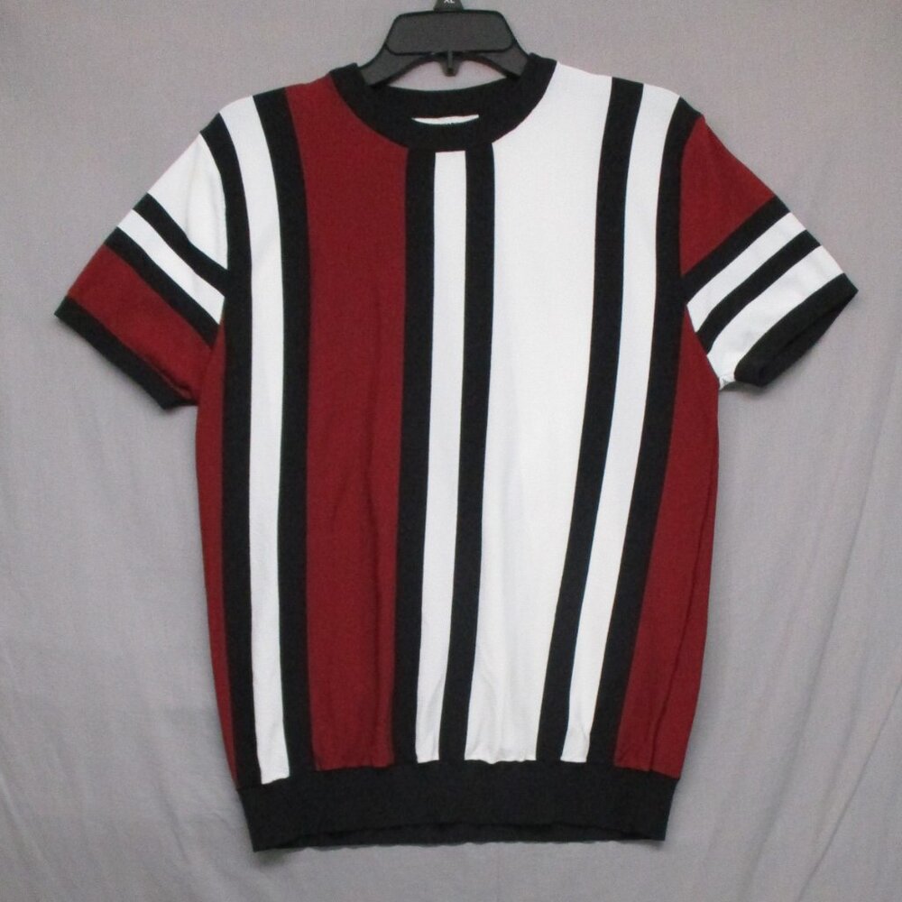 Grace Karin Short Sleeve Stripe T-Shirt Red‎ & White Men Size | M